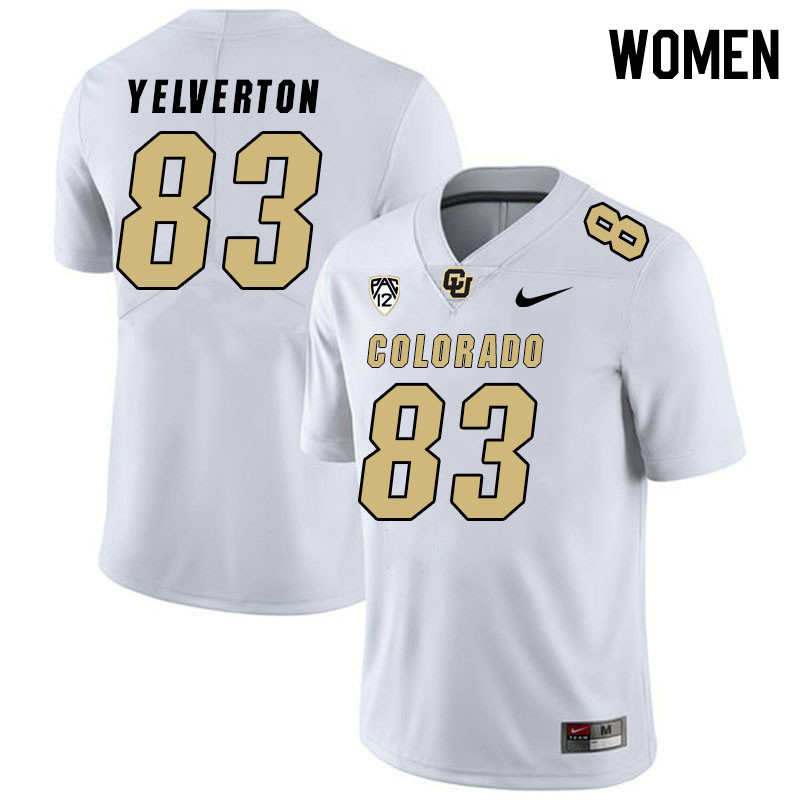 Women #83 Elijah Yelverton Colorado Buffaloes College Football Jerseys Stitched Sale-White